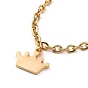 304 Stainless Steel Crown Charm Bracelet with Cable Chains for Women