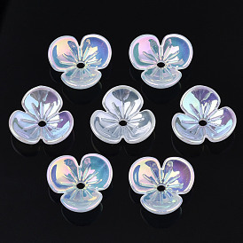 3-Petal Electroplate Acrylic Bead Caps, Flower