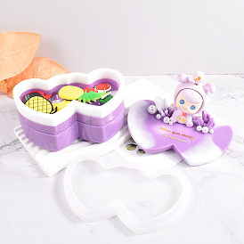 Double Heart/Flower DIY Silicone Storage Box
 Molds, Resin Casting Molds, for UV Resin, Epoxy Resin Craft Making