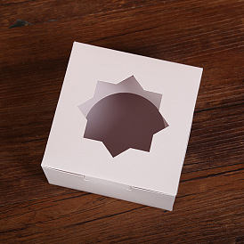 Boîte à gâteaux individuelle en papier kraft, boîte d'emballage de petit gâteau unique de boulangerie, carré avec fenêtre transparente de forme octogonale
