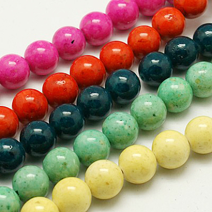 Fossil Beads Strands, Dyed, Round, Hole: 0.8mm