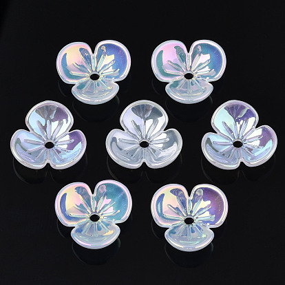 3-Petal Electroplate Acrylic Bead Caps, Flower