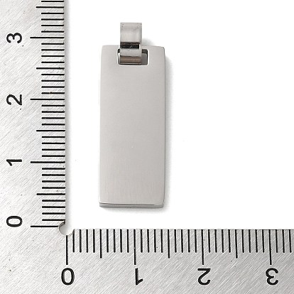 304 Stainless Steel Pendants, Laser Cut, Rectangle Charm