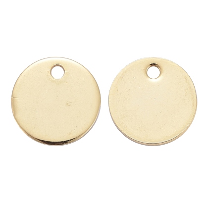 Ion Plating(IP) 304 Stainless Steel Charms, Flat Round, Stamping Blank Tag