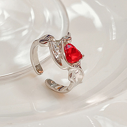 Fiery Ruby Finger Ring: Unique Christmas Fashion Accessory with Irregular Design Sense
