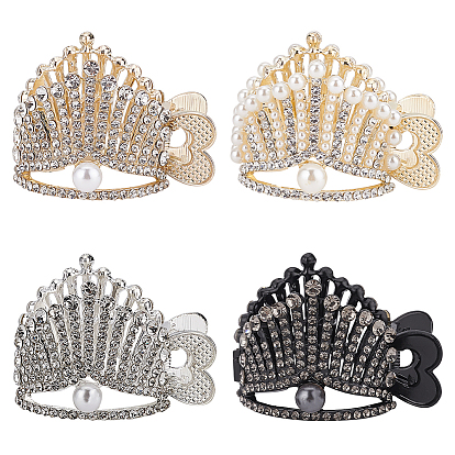 4Pcs 4 Style Lovely Pearl Rhinestone Claw Hair Clips, High Ponytail Hair Clip for Girls and Women