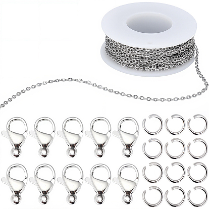 Наборы для изготовления ожерелий своими руками, включая 304 тросовые цепи из нержавеющей стали, застежки-карабины и прыгающие кольца