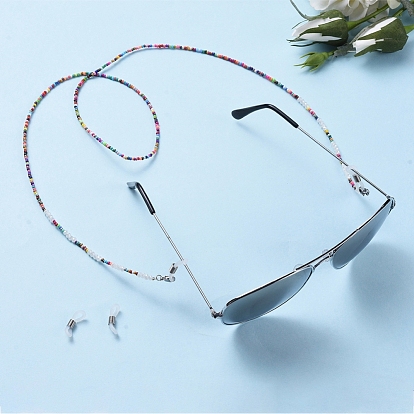Glass Seed Beads Glasses Neck Cord, Strap Eyeglass String Holder, with Glass Beads and Rubber Loop Ends