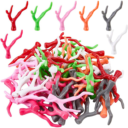 70Pcs 7 Colors Opaque Acrylic Imitation Coral Beads Strands, Nuggets