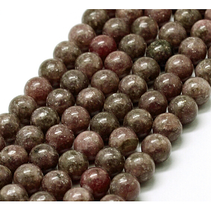 Natural Lepidolite/Purple Mica Stone Bead Strands, Round