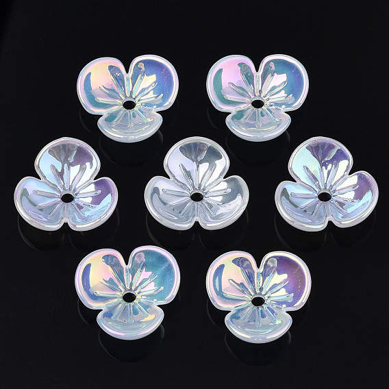 3-Petal Electroplate Acrylic Bead Caps, Flower