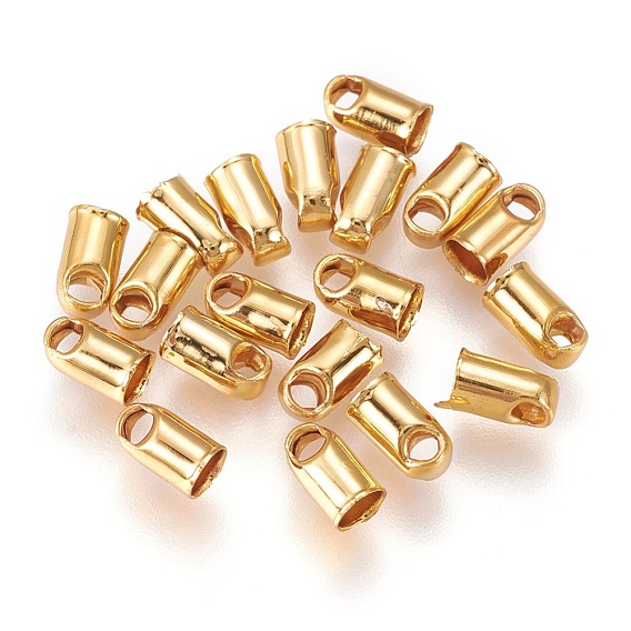 Brass Cord Ends, End Caps, Column, Long-Lasting Plated