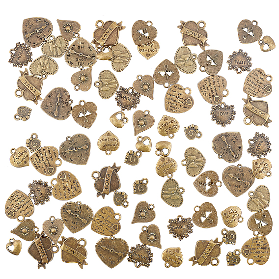 Alloy Pendants for Valentine's Day, Mixed Heart Shape