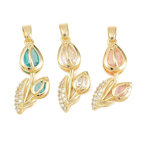 Латунный кулон с микропаве из циркония, , без кадмия и без свинца, реальный 18 k позолоченный