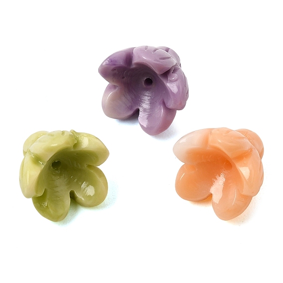 Dyed Synthetic Coral Carved Beads, Flower