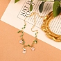 Enamel Rabbit & Flower & Leaf Charms Bracelet, Alloy Jewelry for Women