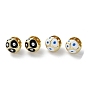 Round with Evil Eye Enamel Hook Earrings, Rack Plating Real 18k Gold Plated Brass Earrings, Lead Free & Cadmium Free
