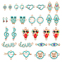 Alloy Enamel Links Connectors, with Acrylic Beads, Mixed Shapes, Sky Blue