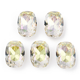 K9 Glass Rhinestone Cabochons, Pointed Back & Back Plated, Faceted, Rectangle