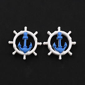 Opaque Resin Cabochons, Ocean Theme, Anchor & Helm