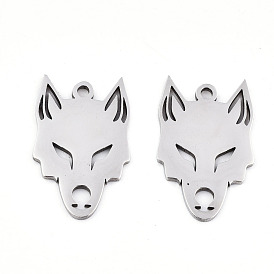 Pendentifs en acier inoxydable, Coupe au laser, loup