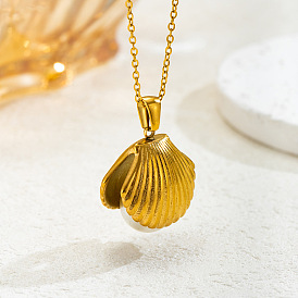 Форма ракушки 304 ожерелья из нержавеющей стали с пластиковым жемчугом