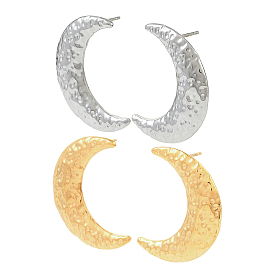 304 из нержавеющей стали серьги, кованая текстурированная луна