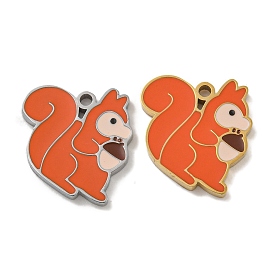 304 Stainless Steel Enamel Pendants, Squirrel Charm