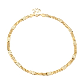 Ожерелье из латуни с прямоугольным звеном и шариковыми цепочками для женщин, без свинца и без кадмия