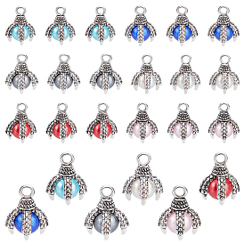 36Pcs 6 Colors Tibetan Style Alloy Charms, ABS Plastic Imitation Pearl Beads, Cadmium Free & Lead Free, Claw