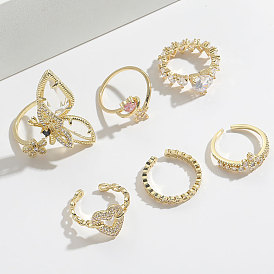 Стильное и роскошное кольцо с цирконом и покрытием 14k золотом - модная бижутерия для женщин