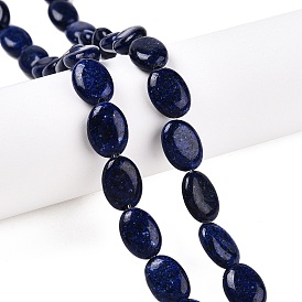 Synthetic Gemstone Imitaiton Lapis Lazuli Beads Strands, Flat Oval, Dyed