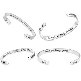 Вдохновляющие 304 браслеты-манжеты из нержавеющей стали, слова
