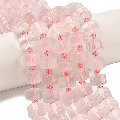 Природного розового кварца нитей бисера, граненые, диск, Heishi бусы, с бисером
