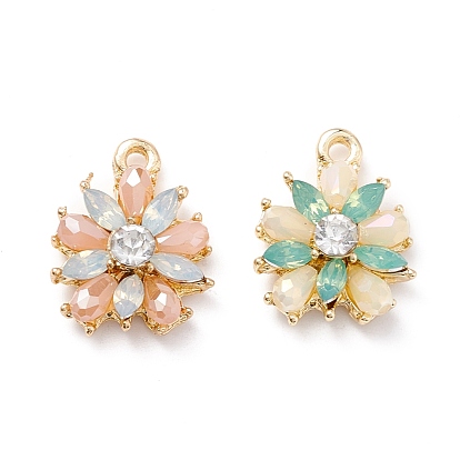 Plastic Pendants, with Alloy Findings, Flower, Light Gold