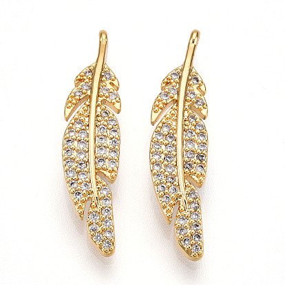 Латунные микро проложить кубического циркония подвески, прелести из перьев