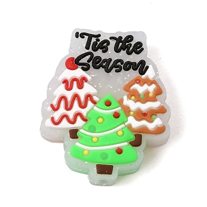 Christmas Silicone Beads, Focal Beads, Tis the Season Christmas Tree