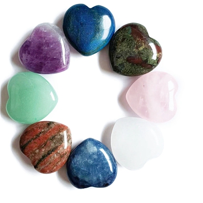 Gemstone Healing Stones, Heart Love Stones, Pocket Palm Stones for Reki Ealancing