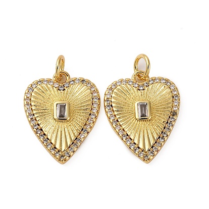 Латунные микро проложить кубического циркония подвески, сердце, долговечный, без кадмия и без свинца, стойки покрытие, с целью перехода в кольце
