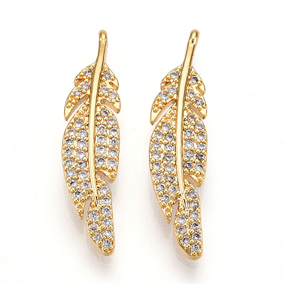 Латунные микро проложить кубического циркония подвески, прелести из перьев