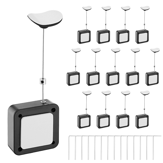 14Pcs 304 Stainless Steel & ABS Plastic Automatic Retractable Anti-Theft Cable Case, Cable Lock for TV, Square