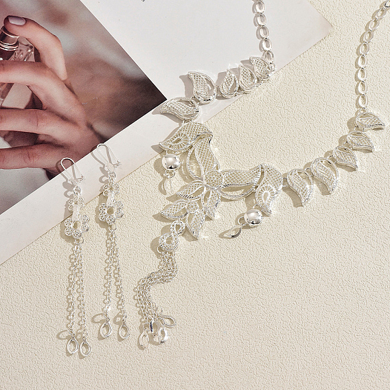 Элегантные комплекты из сплава с кисточками-бабочками и ожерельями для свадьбы