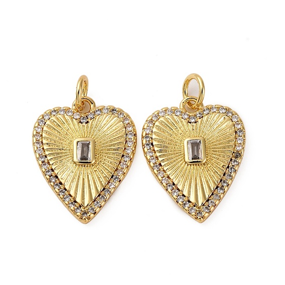 Латунные микро проложить кубического циркония подвески, сердце, долговечный, без кадмия и без свинца, стойки покрытие, с целью перехода в кольце