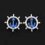 Opaque Resin Cabochons, Ocean Theme, Anchor & Helm