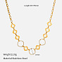304 Stainless Steel Micro Pave Clear Cubic Zirconia Hollow Ring Rhombus Heart Link Chain Necklaces, Golden