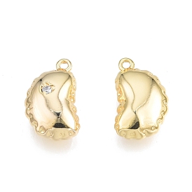 Brass Pave Clear Cubic Zirconia Charms, Nickel Free, Beans