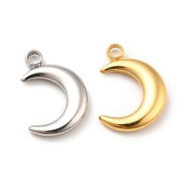 Ion Plating(IP) 304 Stainless Steel Pendants, Moon Charms