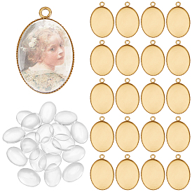 Наборы для изготовления овальных подвесок своими руками, в том числе 304 подвеска из нержавеющей стали с кабошоном, Кабошоны из стекла