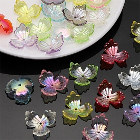 30Pcs Transparent Acrylic Beads, Flower