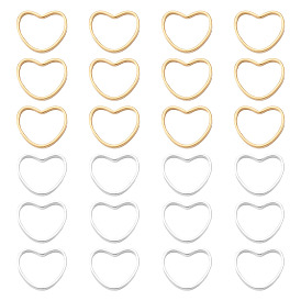 24шт 2 цвета латунные соединительные кольца, долговечный, сердце